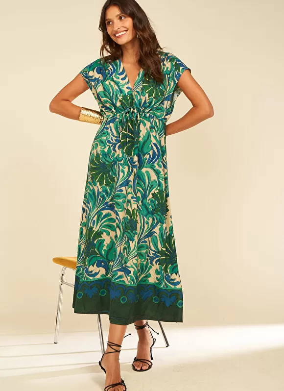 Cheap Sud Express Robe Longue Imprimee Vert Rivienne