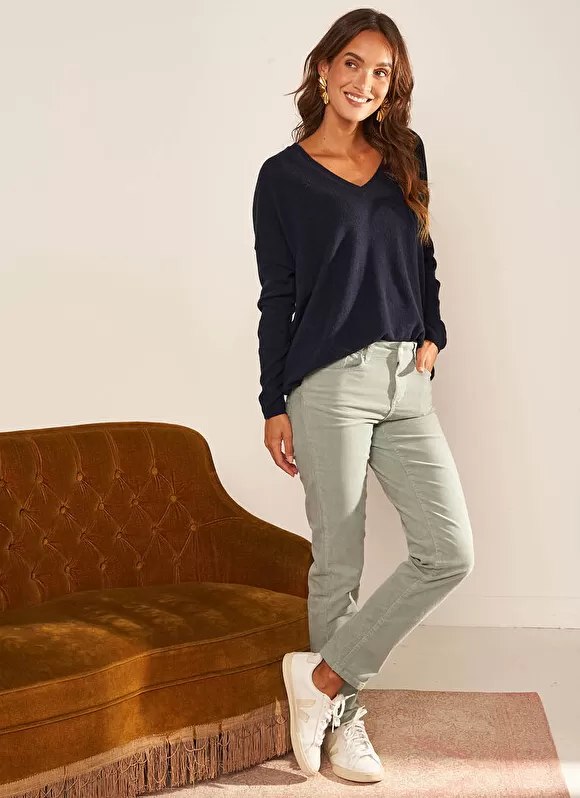 New Sud Express Slim En Velours Cotele Amande Pasha