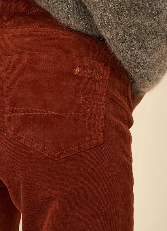 Best Sale Sud Express Slim En Velours Cotele Brique Pasha