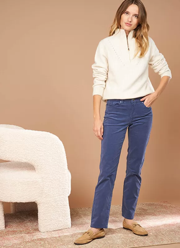 Fashion Sud Express Slim En Velours Cotele Indigo Pasha