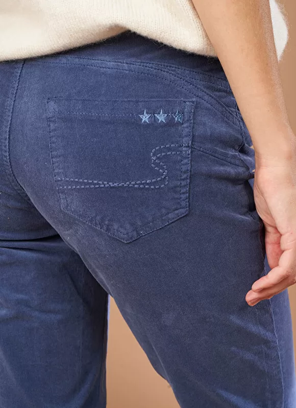 Fashion Sud Express Slim En Velours Cotele Indigo Pasha