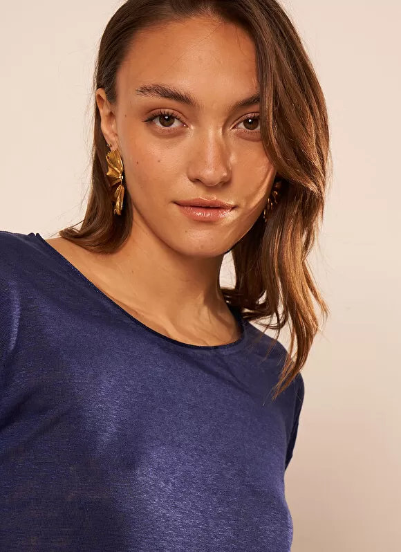 New Sud Express Tee-Shirt Col Rond Bleu Tonia