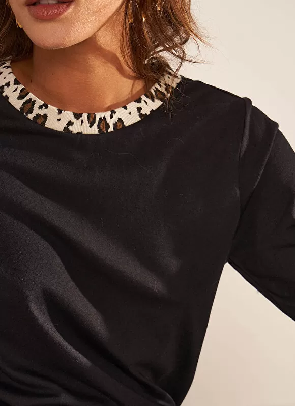 Best Sale Sud Express Tee-Shirt Detail Leopard Noir Thilda