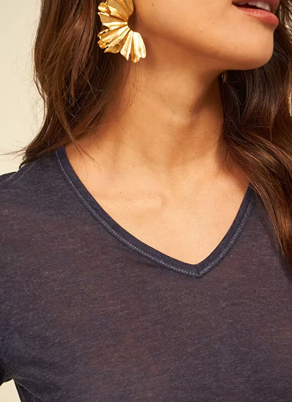 Sale Sud Express Tee-Shirt Manches Longues Indigo Tassina