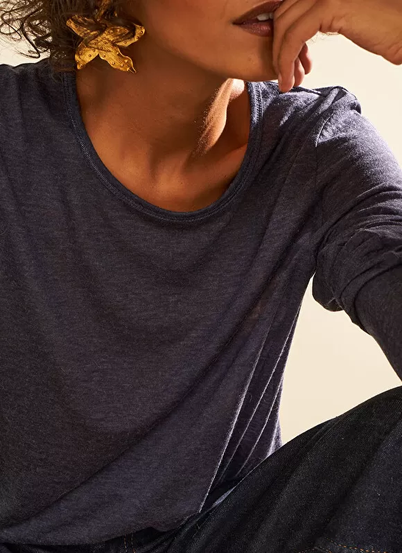 New Sud Express Tee-Shirt Manches Longues Indigo Turiane