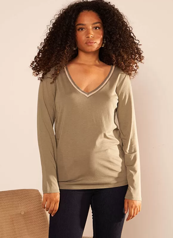 New Sud Express Tee-Shirt Manches Longues Kaki Tabilo