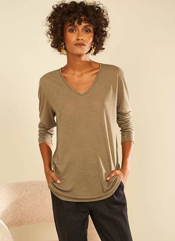 Store Sud Express Tee-Shirt Manches Longues Kaki Tassina