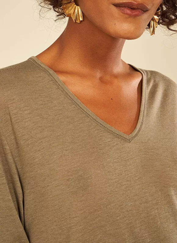 Store Sud Express Tee-Shirt Manches Longues Kaki Tassina