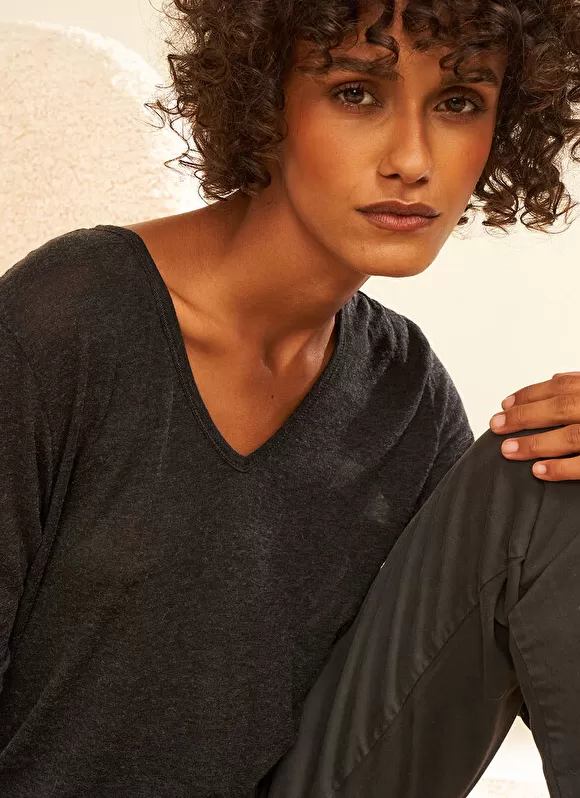 Discount Sud Express Tee-Shirt Manches Longues Noir Tassina