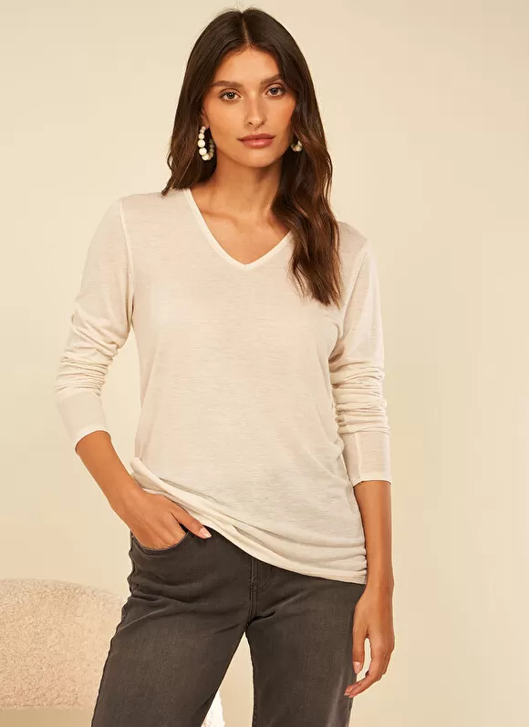 Best Sale Sud Express Tee-Shirt Manches Longues Sable Tassina