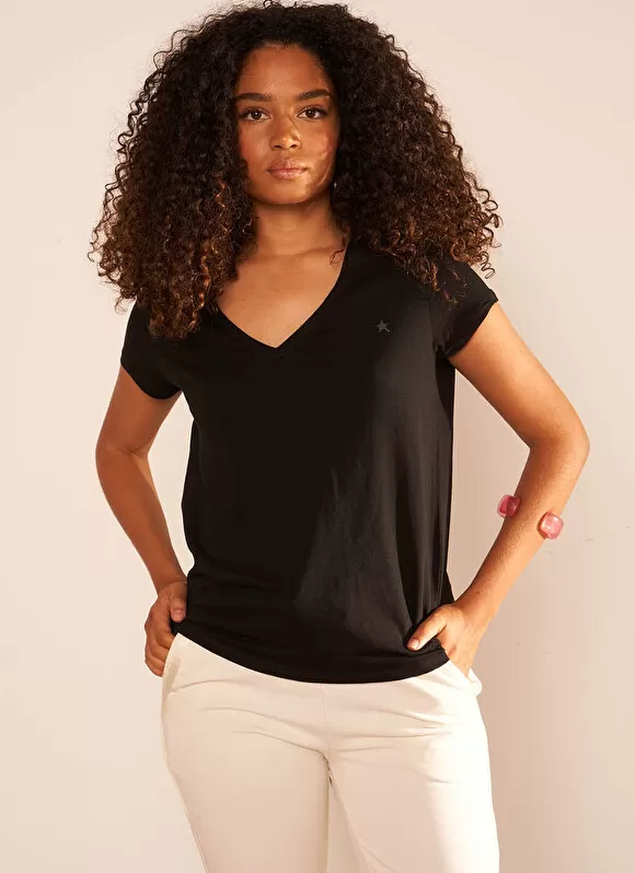 Online Sud Express T-Shirt A Col V Noir Thelma