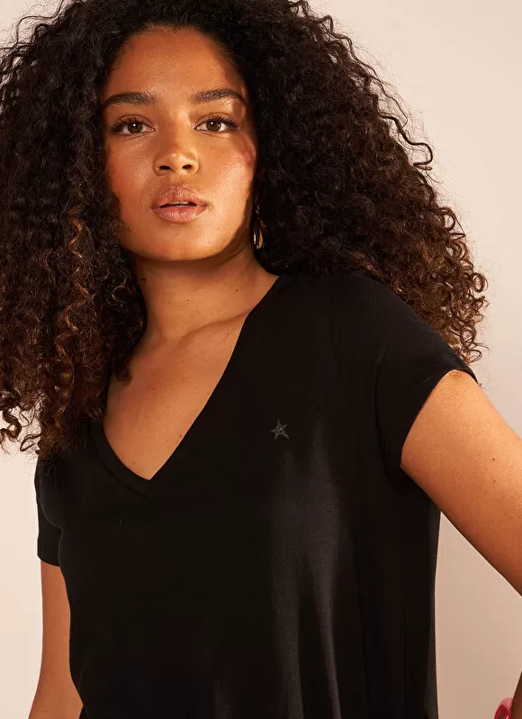 Online Sud Express T-Shirt A Col V Noir Thelma