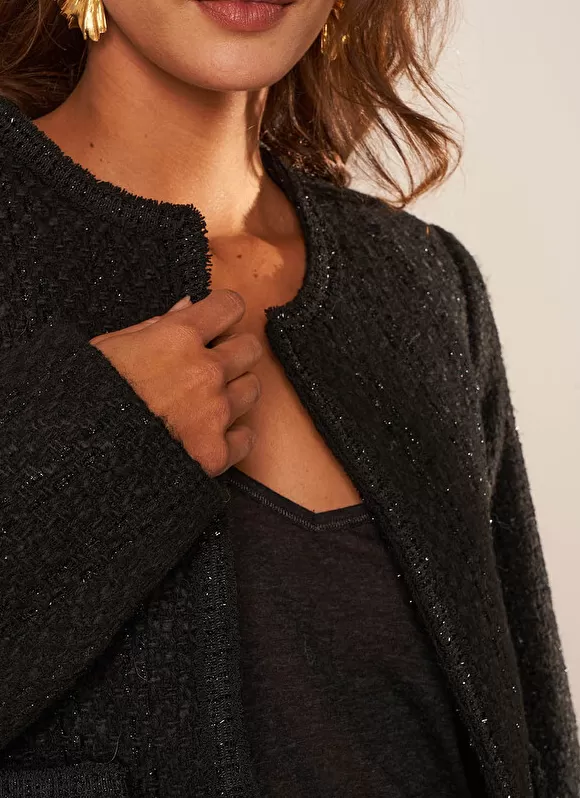 New Sud Express Veste En Tweed Noir Valentine